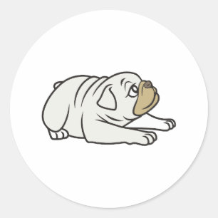 Niedliche Funny Bulldog Runder Aufkleber