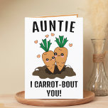 Niedliche Funny Carrot Pun Tante Happy Geburtstag Dankeskarte<br><div class="desc">Sie suchen eine einzigartige Möglichkeit,  Ihre Liebe und Ihren Spaß mit Ihrer Tante auszudrücken? Unsere lustige Karottenwirbelkarte ist die perfekte Wahl für eine Tante zum Geburtstag! Passen Sie es an,  indem Sie Ihre eigene persönliche Nachricht hinzufügen.</div>