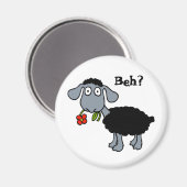 Niedliche Funny Cartoon Black Sheep Blume individu Magnet (Vorderseite/Rückseite)