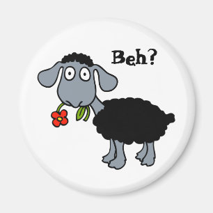 Niedliche Funny Cartoon Black Sheep Blume individu Magnet