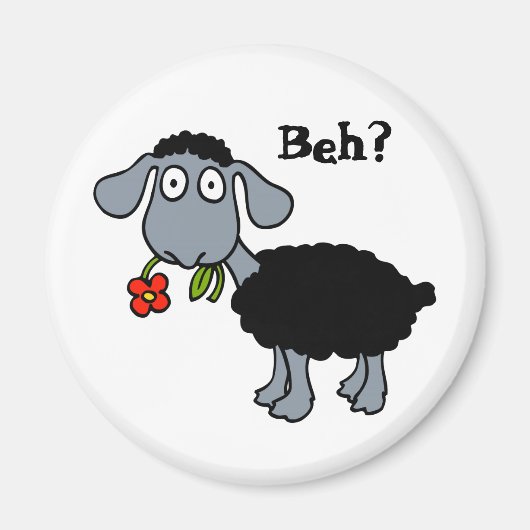 Niedliche Funny Cartoon Black Sheep Blume individu Magnet (Vorne)