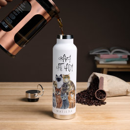 Niedliche Funny Cat 'Crazy CAT Lady' Trinkflasche