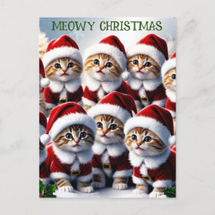 Niedliche Funny Cat Kitten Meowy Weihnachten Postkarte