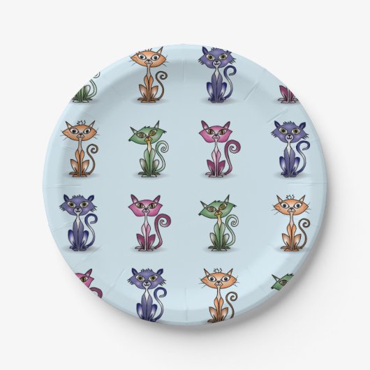 Niedliche Funny Cat Paper Plate Pappteller (Vorderseite)