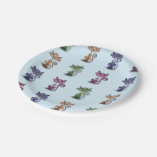Niedliche Funny Cat Paper Plate Pappteller (Schrägansicht)