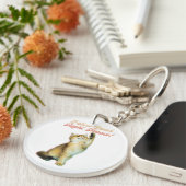 Niedliche Funny Cat Typografie mit Playful Kitten Schlüsselanhänger (Vorderseite rechts)