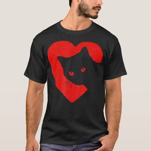 Niedliche Funny Cat Valentines Herzgrafik T-Shirt (Vorderseite)