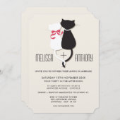 Niedliche Funny Cats Couple Wedding Einladung (Vorne/Hinten)