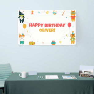 Niedliche Funny Cats Happy Birthday Sign Banner