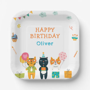 Niedliche Funny Cats Kitty Geburtstag 3. Papierpla Pappteller