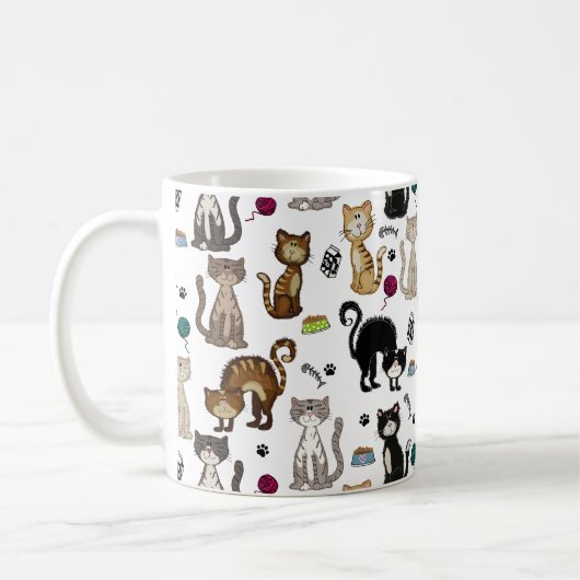 Niedliche Funny Cats Muster Kaffeetasse (Links)