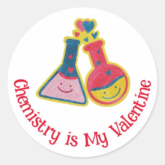 Niedliche Funny Chemist Valentine's Day Chemistry  Runder Aufkleber (Vorderseite)