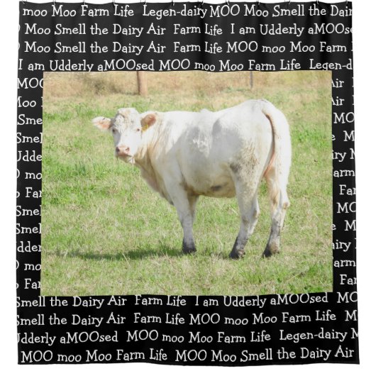 Niedliche Funny Cow Nah Up Foto Duschvorhang (Vorderseite)