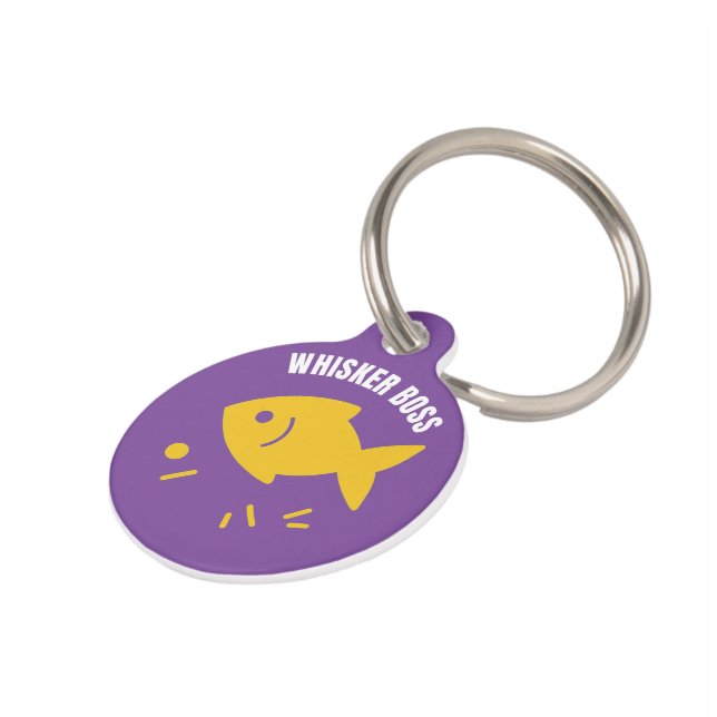 Niedliche Funny Custom Cat ID Tag - "Whisker Boss" Haustiermarke (Seite)