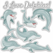 Niedliche Funny Dolphins I Liebe Delphine Aufkleber (Vorderseite)