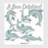 Niedliche Funny Dolphins I Liebe Delphine Aufkleber (Blatt)