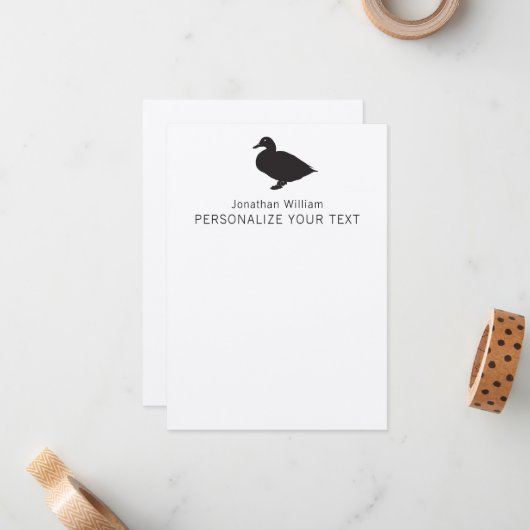 Niedliche Funny Duck Elegante Retro Personal Stati Mitteilungskarte (Vorderseite/Rückseite Beispiel)