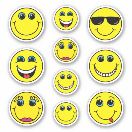 Niedliche Funny Emoji Faces Charaktere Aufkleber (Vorderseite)