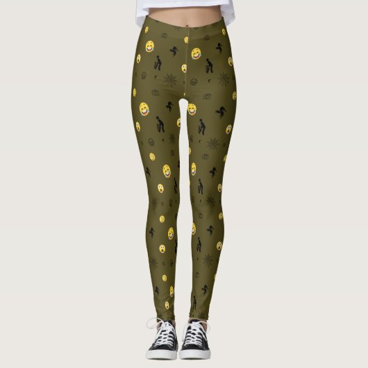 "Niedliche Funny Emoji Pattern Emotion Faces" Leggings (Vorderseite)