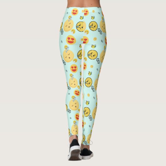 "Niedliche Funny Emoji Pattern Enjoy Faces" Leggings (Rückseite)