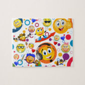 Niedliche Funny Emojis und farbige Kreise Puzzle (Horizontal)
