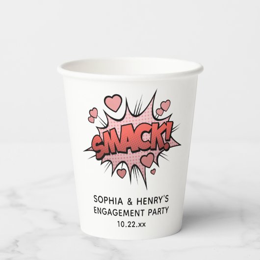 Niedliche Funny Engagement Party Retro-Hochzeit Pappbecher (Rückseite)