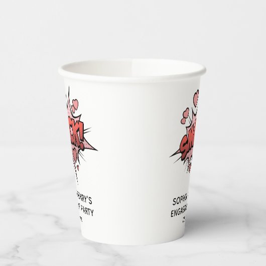 Niedliche Funny Engagement Party Retro-Hochzeit Pappbecher (Links)