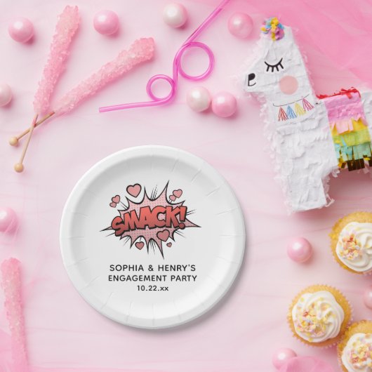 Niedliche Funny Engagement Party Retro-Hochzeit Pappteller (Party)