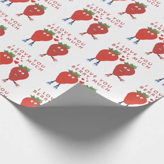 Niedliche Funny Erdbeeren in Liebe Geschenkpapier (Ecke)
