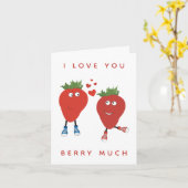 Niedliche Funny Erdbeeren in Liebe Karte (Gelbe Blume)