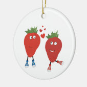 Niedliche Funny Erdbeeren in Liebe Keramik Ornament (Links)
