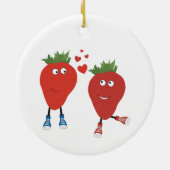 Niedliche Funny Erdbeeren in Liebe Keramik Ornament (Hinten)
