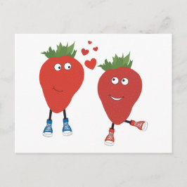 Niedliche Funny Erdbeeren in Liebe Postkarte