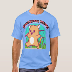 Niedliche Funny Fishing Cat T-Shirt