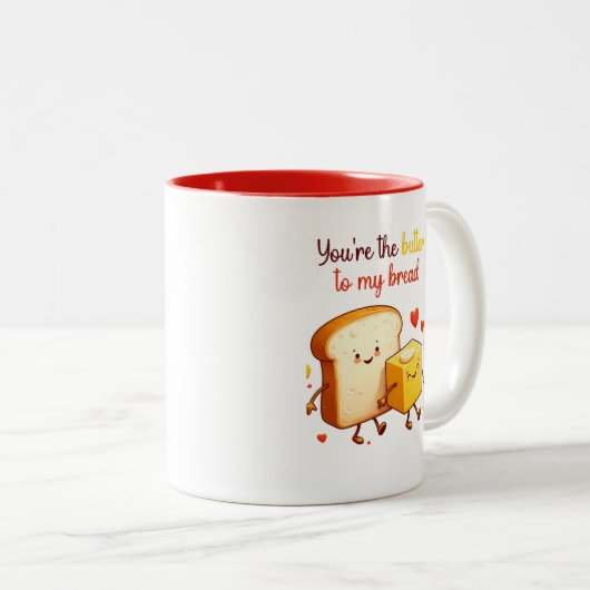 Niedliche Funny Food Pun Valentine's Day Friendshi Zweifarbige Tasse (VorderseiteRechts)