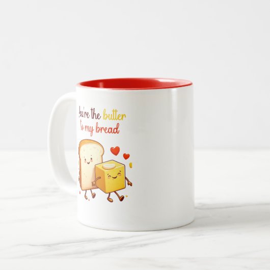 Niedliche Funny Food Pun Valentine's Day Friendshi Zweifarbige Tasse (Vorderseite Links)