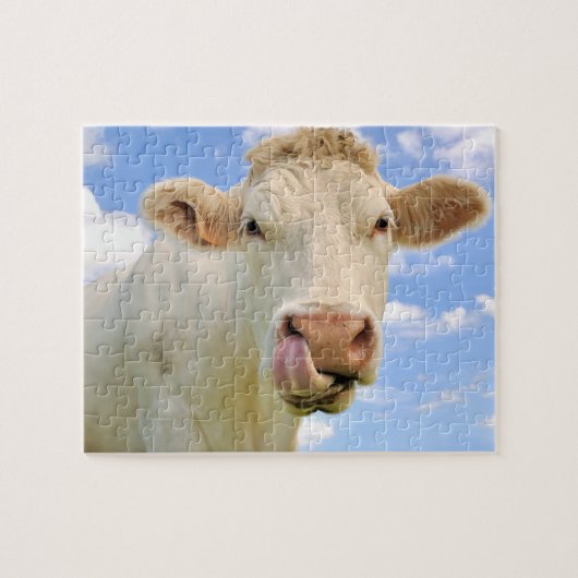 Niedliche Funny Funny Farm Charolais Kuh Lack Nose Puzzle (Horizontal)