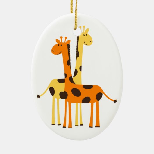 Niedliche Funny Giraffe Pair Keramikornament (Hinten)
