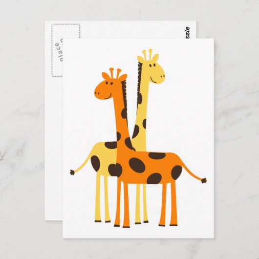 Niedliche Funny Giraffe Pair Postkarte (Vorne/Hinten)