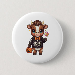 Niedliche Funny Halloween Highland Cow Button