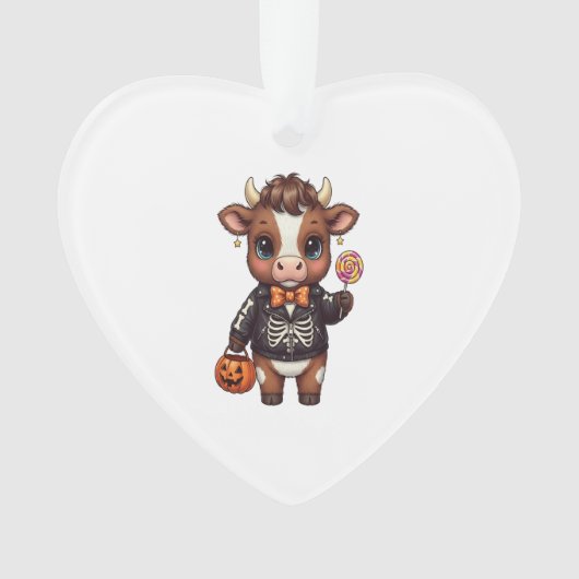 Niedliche Funny Halloween Highland Cow Ornament (Vorderseite)