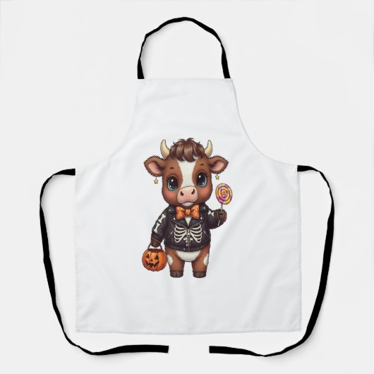 Niedliche Funny Halloween Highland Cow Schürze (Vorderseite)