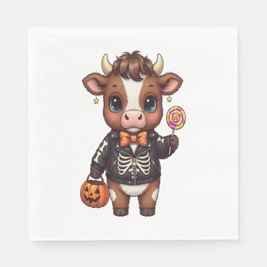 Niedliche Funny Halloween Highland Cow Serviette (Vorderseite)