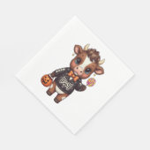 Niedliche Funny Halloween Highland Cow Serviette (Ecke)