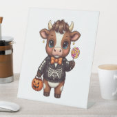 Niedliche Funny Halloween Highland Cow Sockelschild (In Situ)