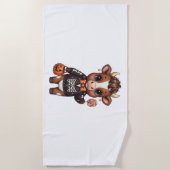 Niedliche Funny Halloween Highland Cow Strandtuch (Vorderseite)