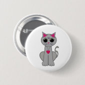 Niedliche Funny Happy Gray Cat Button (Vorne & Hinten)