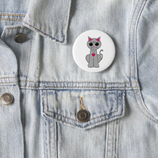 Niedliche Funny Happy Gray Cat Button (Beispiel)