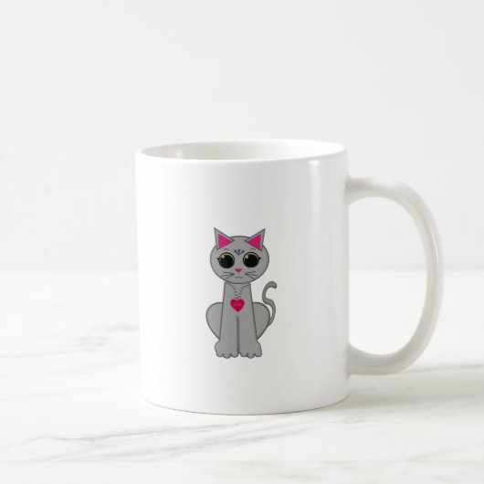 Niedliche Funny Happy Gray Cat Kaffeetasse (Rechts)