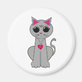 Niedliche Funny Happy Gray Cat Magnet (Vorne)